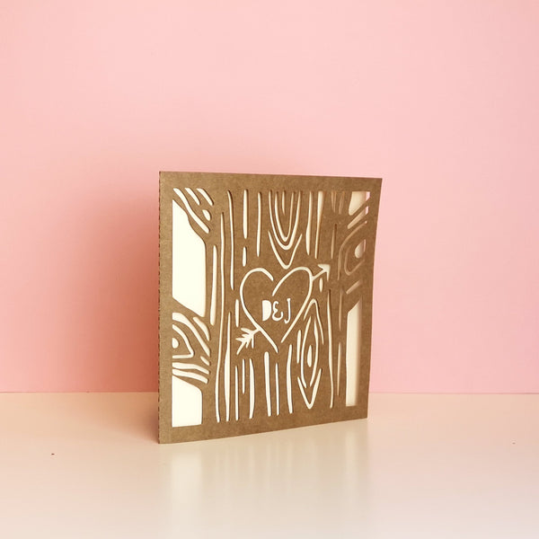 Personalised Tree Papercut Card - Perfect for Valentine's Day Cards Chibi Chi Designs