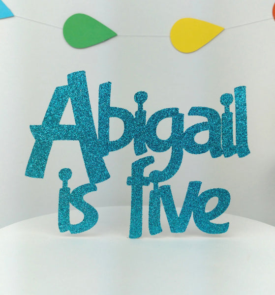 Personalized Birthday Cake Topper - in your choice of glitter colour Cake Toppers Chibi Chi Designs