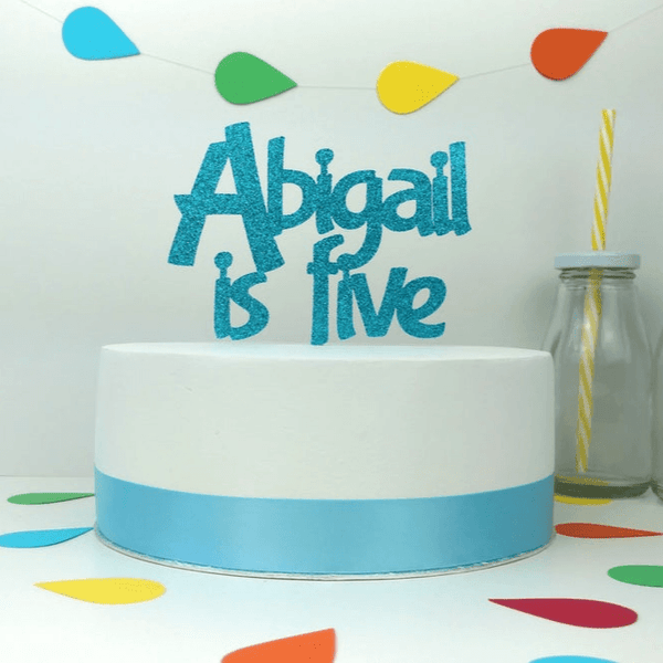 Personalized Birthday Cake Topper - in your choice of glitter colour Cake Toppers Chibi Chi Designs