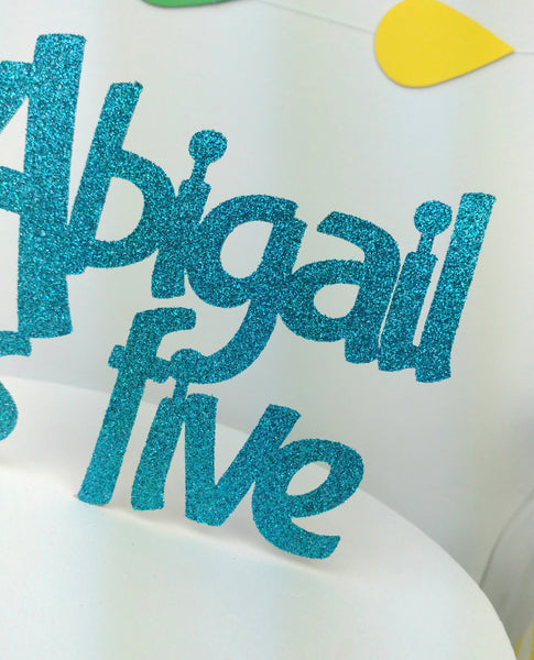 Personalized Birthday Cake Topper - in your choice of glitter colour Cake Toppers Chibi Chi Designs