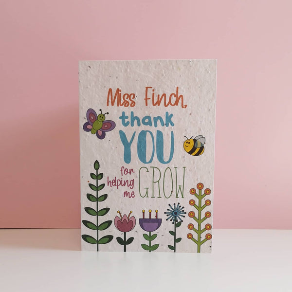 Plantable Teacher Card and Personalised Pencil Case Gift Set Accessory Bag Chibi Chi Designs