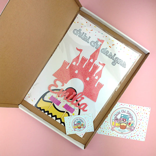 Princess Castle Name Cake Topper Name Cake Toppers ChibiChiDesign