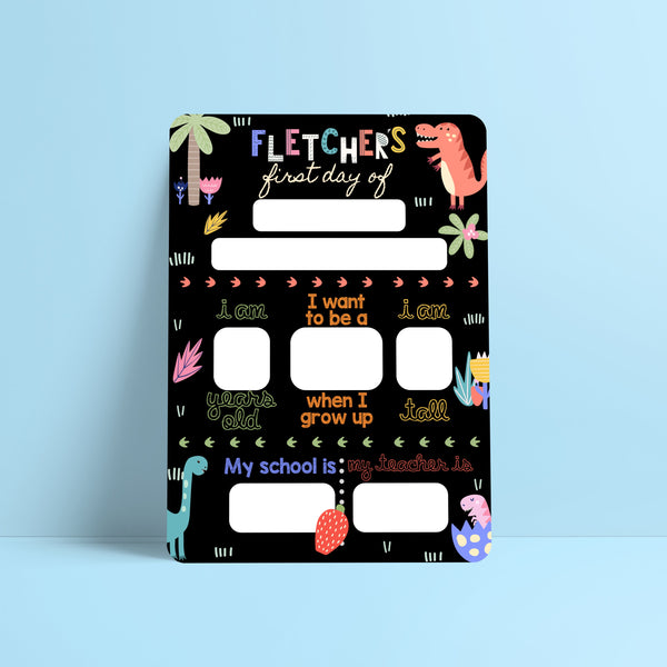 Reusable first day of school dry erase board - Dinosaur theme Prints Chibi Chi Designs
