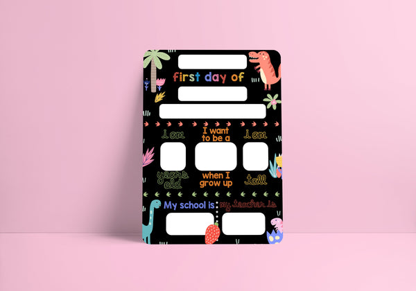 Reusable first day of school dry erase board - Dinosaur theme Prints Chibi Chi Designs