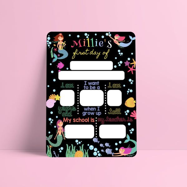 Reusable first day of school dry erase board - Mermaid theme Prints Chibi Chi Designs