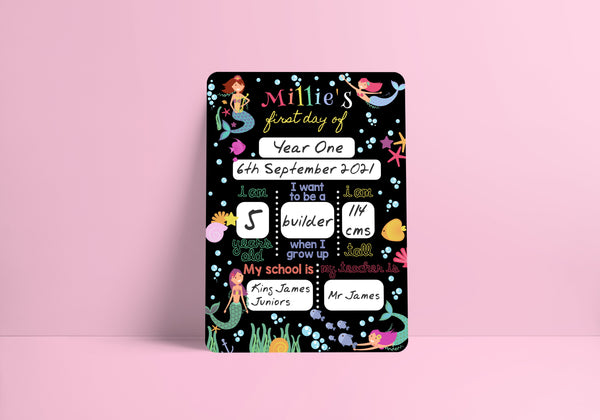 Reusable first day of school dry erase board - Mermaid theme Prints Chibi Chi Designs