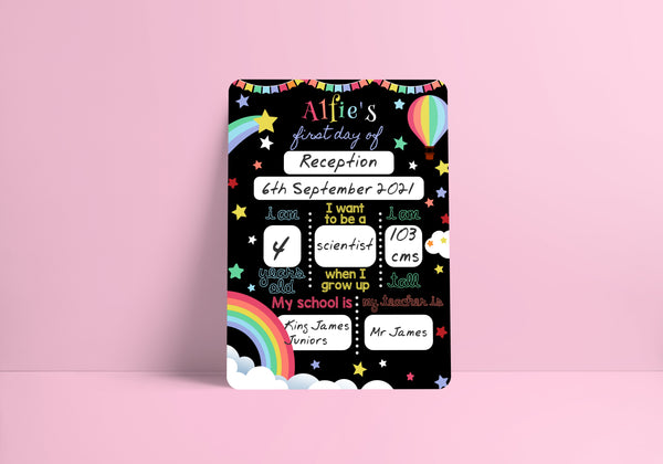 Reusable first day of school dry erase board - Pastel rainbow theme Prints Chibi Chi Designs