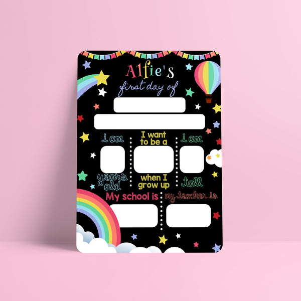 Reusable first day of school dry erase board - Pastel rainbow theme Prints Chibi Chi Designs