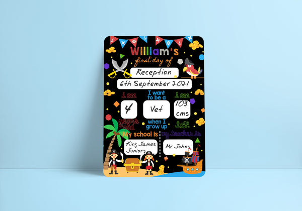 Reusable first day of school dry erase board - Pirates treasure island theme Prints Chibi Chi Designs
