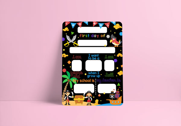 Reusable first day of school dry erase board - Pirates treasure island theme Prints Chibi Chi Designs