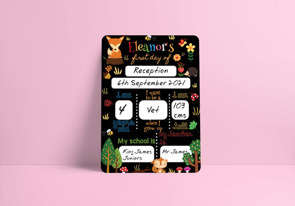 Reusable first day of school dry erase board - Woodland Prints Chibi Chi Designs