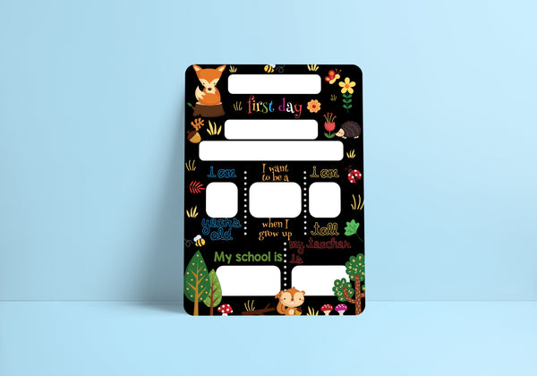 Reusable first day of school dry erase board - Woodland Prints Chibi Chi Designs