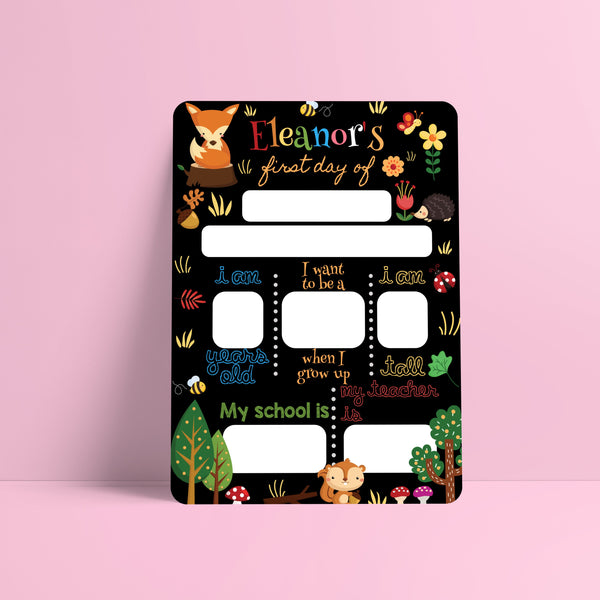 Reusable first day of school dry erase board - Woodland Prints Chibi Chi Designs