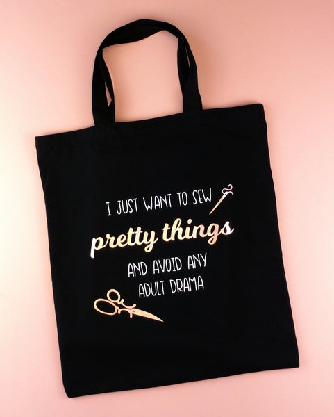 Sewing Tote Bag, Project Bag, Craft Storage Bag, Cotton Tote Bag Tote Bags Chibi Chi Designs