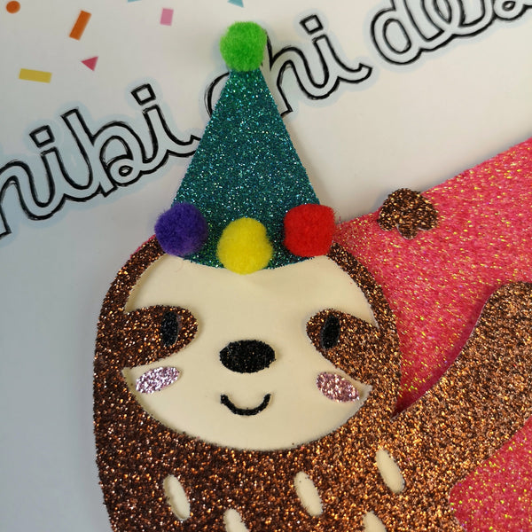 Sloth Name and Age Cake Topper Name Cake Toppers ChibiChiDesign