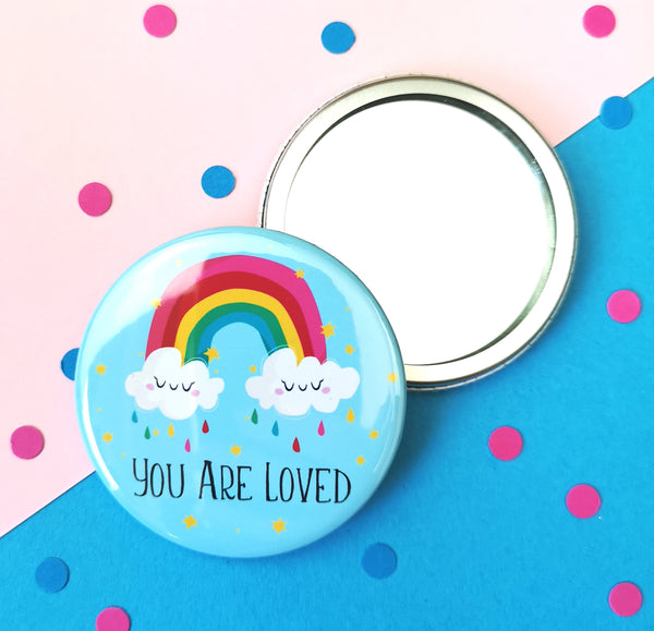 Thinking of You Card and Pocket Mirror Gift Badges Chibi Chi Designs
