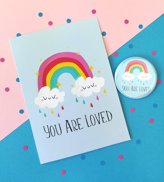 Thinking of You Card and Pocket Mirror Gift Badges Chibi Chi Designs