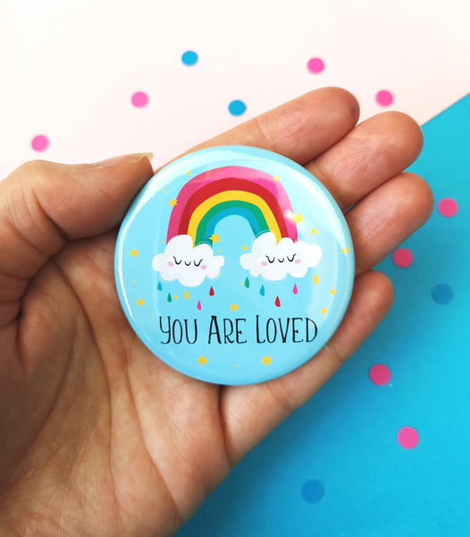 Thinking of You Card and Pocket Mirror Gift Badges Chibi Chi Designs