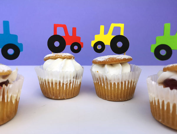 Tractor Cake Topper, perfect for a Farm Birthday Party - Set of 6 in your colour choice Cake Toppers Chibi Chi Designs