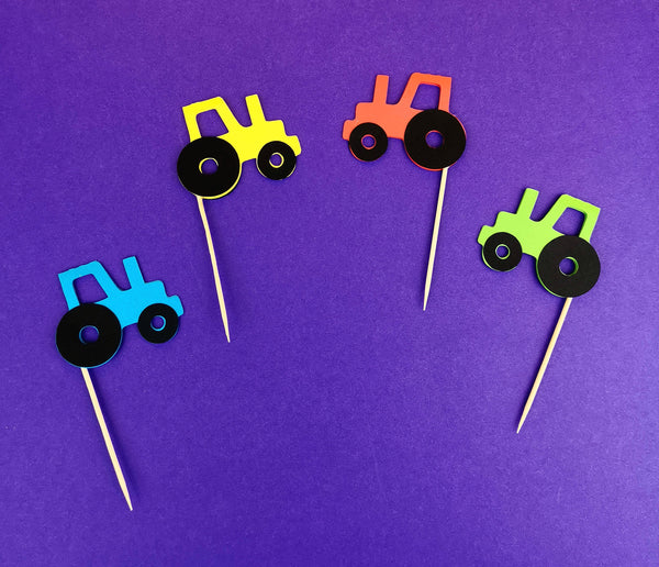 Tractor Cake Topper, perfect for a Farm Birthday Party - Set of 6 in your colour choice Cake Toppers Chibi Chi Designs