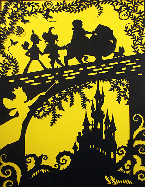 Classic Wizard of Oz Paper Cut - Unframed White Paper Cut - Choose Your Backing Colour