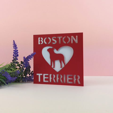 Cute Boston Terrier Paper Cut Card