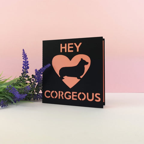 Cute Corgi Paper Cut Card