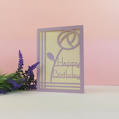 Art Deco Style Paper Cut Happy Birthday Card