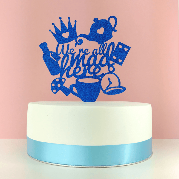 Alice in Wonderland Cake Topper - Glittery 21st Birthday Decoration
