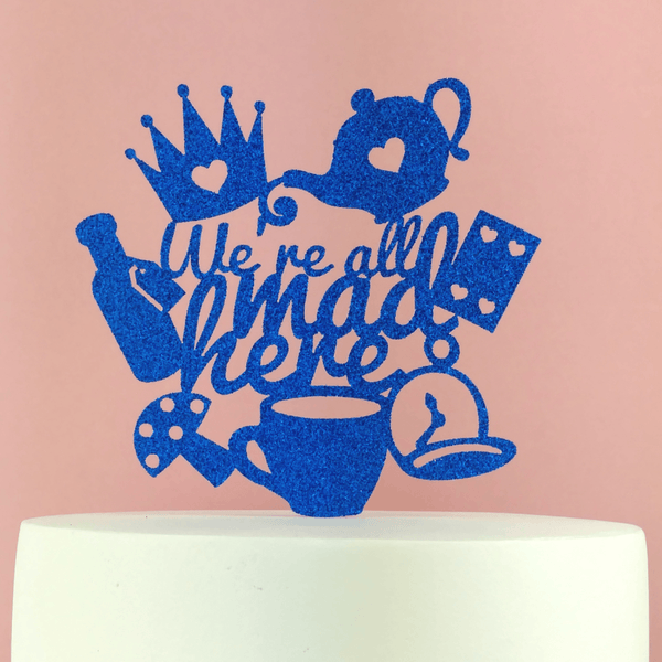 Alice in Wonderland Cake Topper - Glittery 21st Birthday Decoration