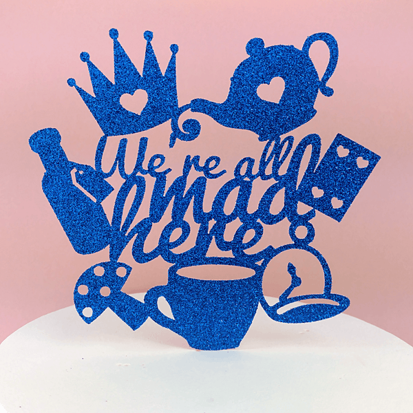 Alice in Wonderland Cake Topper - Glittery 21st Birthday Decoration