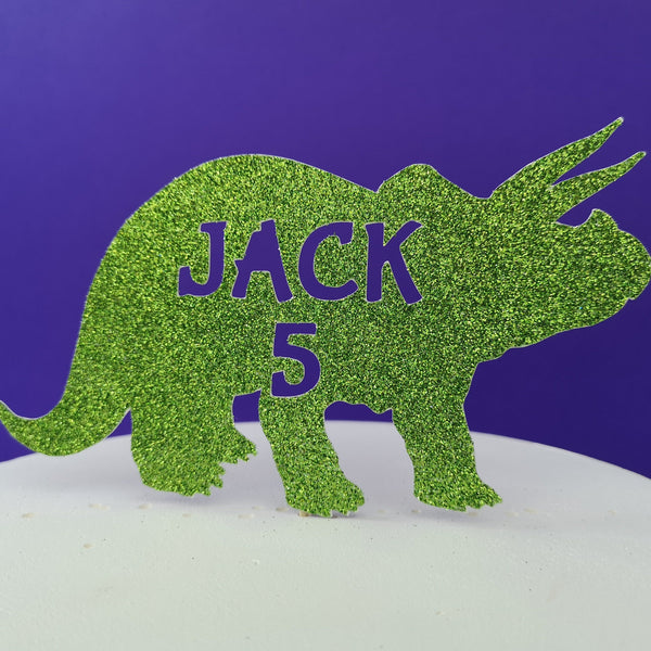 Custom Name and Age Dinosaur Cake Topper - Perfect for Kids