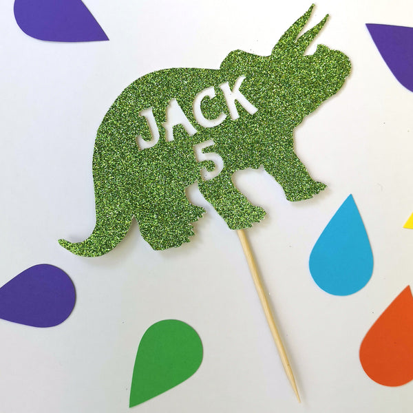 Custom Name and Age Dinosaur Cake Topper - Perfect for Kids