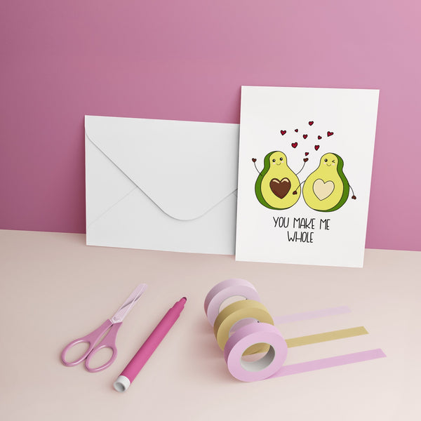 Cute Avocado Valentines Day Card Gift - Greeting Gift Cards UK Online