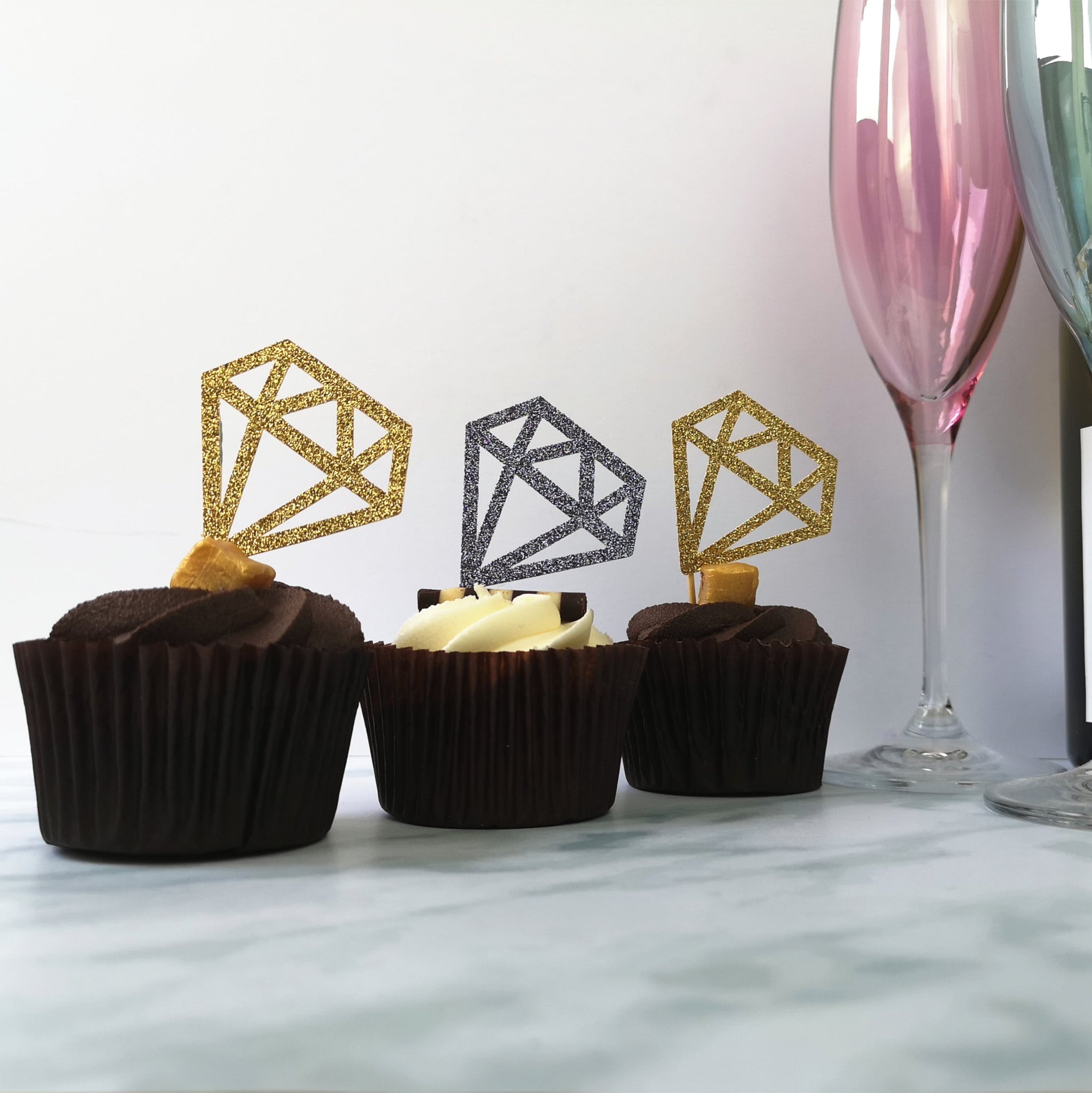Custom Glitter Baby Shower Diamond Cup Cake Topper | Chibichi Designs
