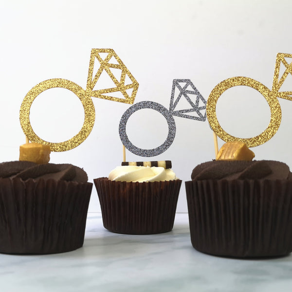 Diamond Ring Cupcake Toppers Cake Toppers ChibiChiDesign 