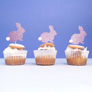 Easter Bunny Pom Pom Cupcake Toppers x 6 | Chibichi Designs