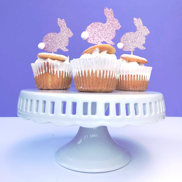 Easter Bunny Pom Pom Cupcake Toppers x 6 | Chibichi Designs