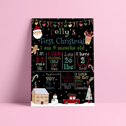 Personalized First Christmas Milestone Board - Baby Gift Idea