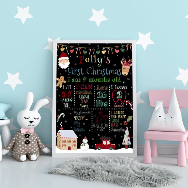 Personalized First Christmas Milestone Board - Baby Gift Idea