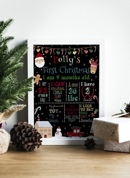 Personalized First Christmas Milestone Board - Baby Gift Idea