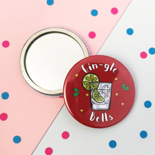 Gin Lover Gin-gle bells compact mirror Badges Chibi Chi Designs 