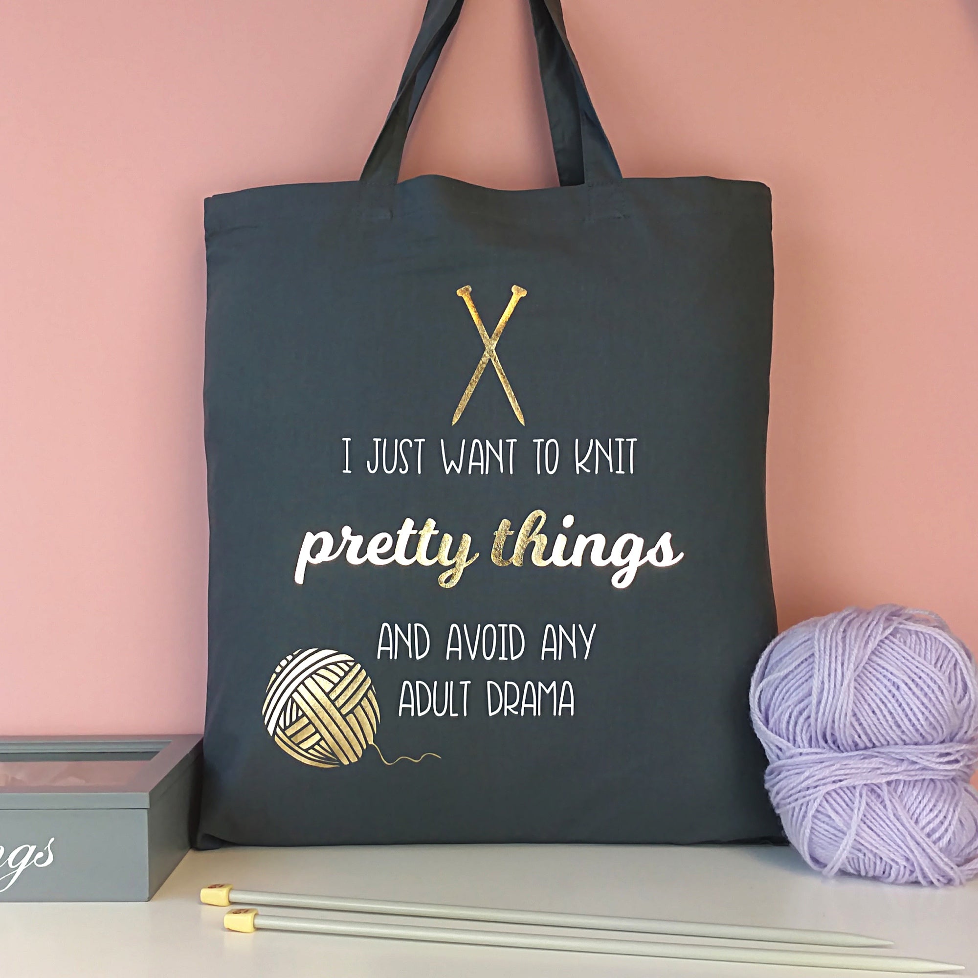 Knitting Project Bag - Yarn Bag for Wool & Tote Bag