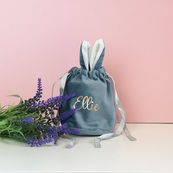 Personalised Easter Bunny Fabric Gift Bag Tote Bags ChibiChiDesign 