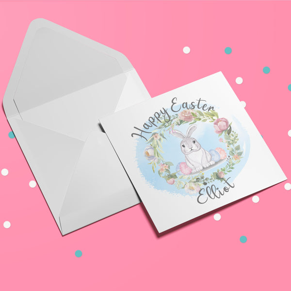 Personalised Name Easter Bunny Card Cards ChibiChiDesign 