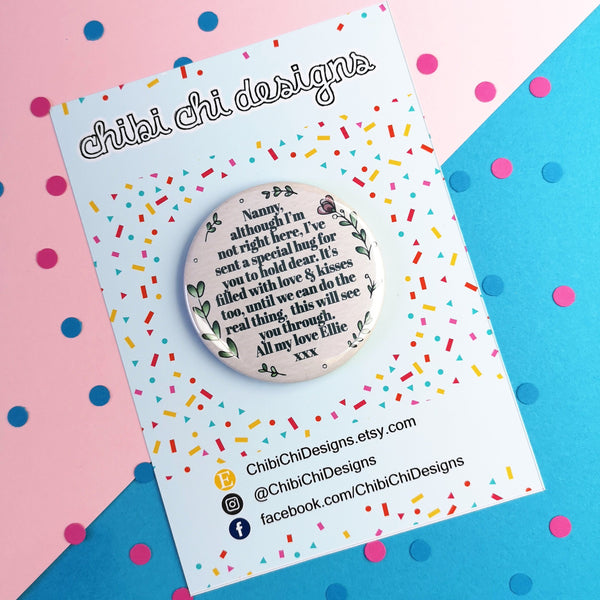 Personalised Pocket Hug Gift Badges ChibiChiDesign 
