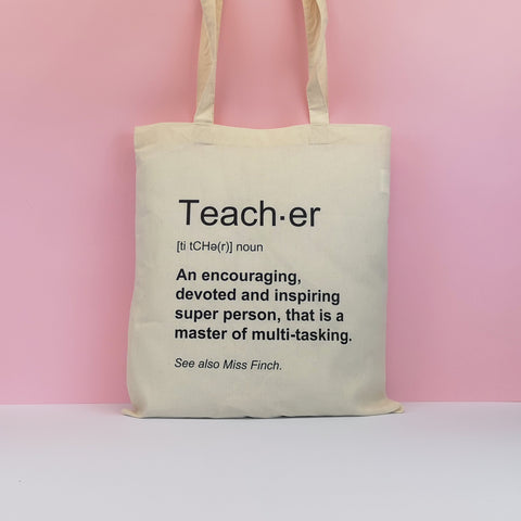 Personalised Teacher Tote Bag Tote Bags ChibiChiDesign 