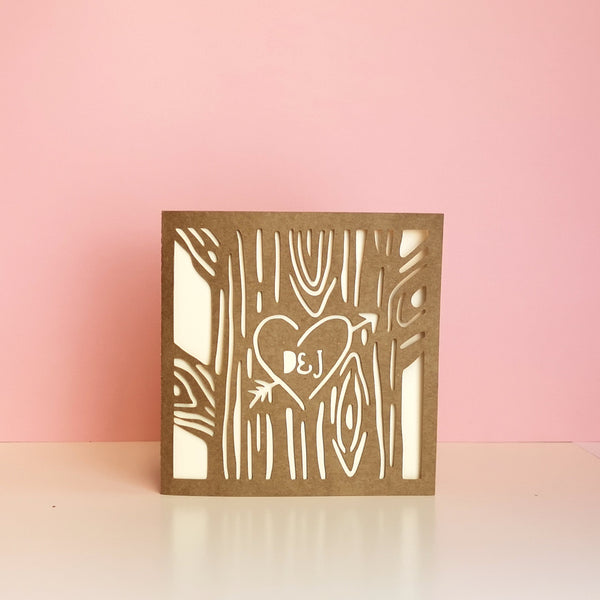 Personalised Tree Papercut Card - Perfect for Valentine's Day Cards Chibi Chi Designs 