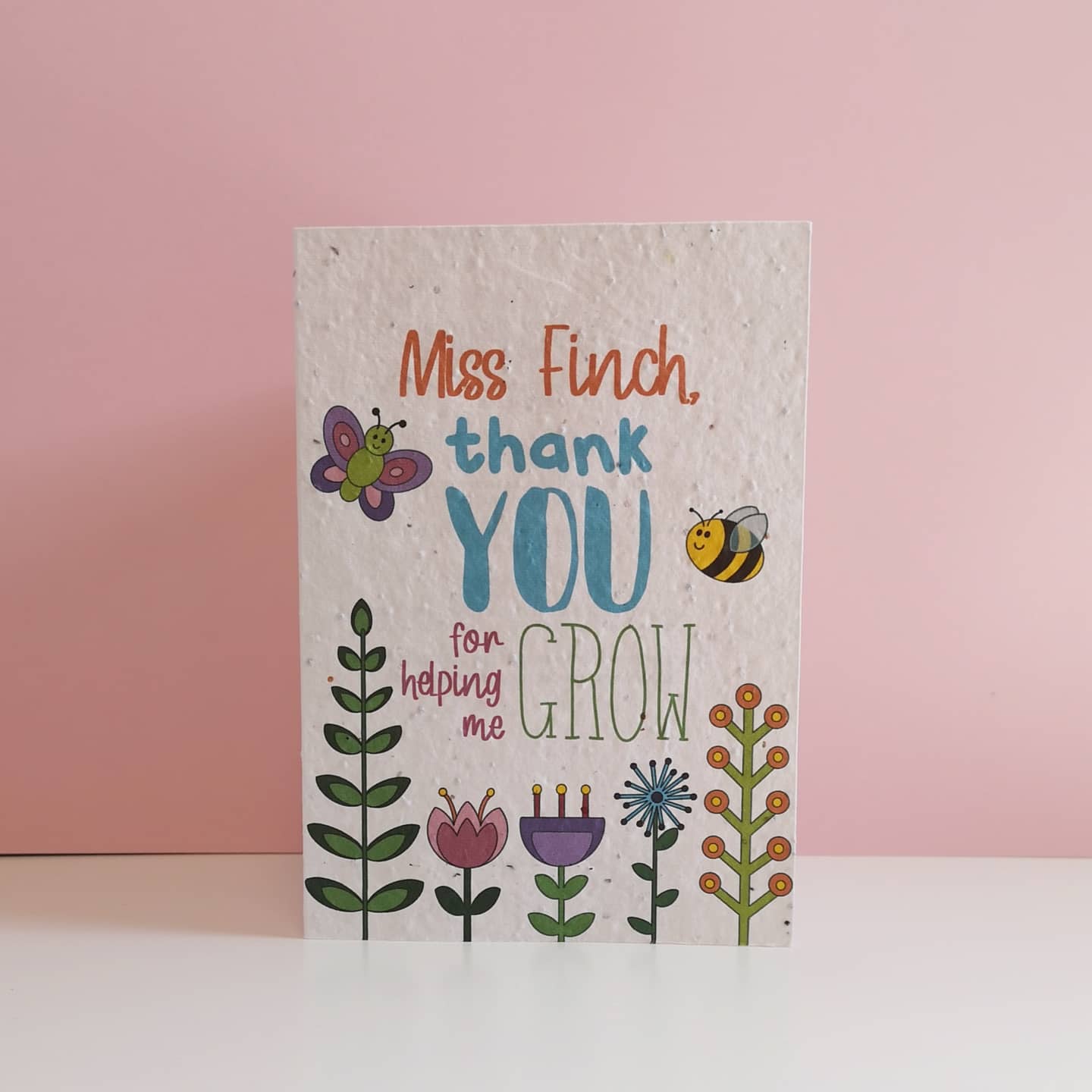 Plantable Card - Thank You Teacher, Personalised with Name Cards Chibi Chi Designs 