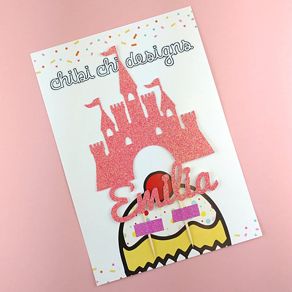 Princess Castle Name Cake Topper Name Cake Toppers ChibiChiDesign 